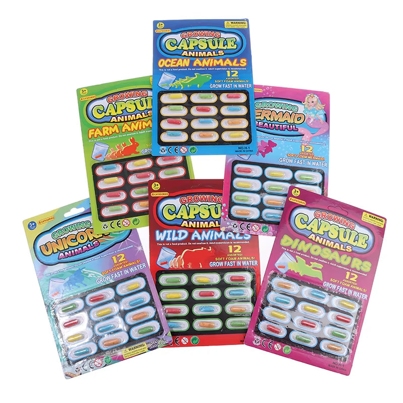 12-Piece Cartoon Dinosaur Bath Toy Set - Magic Growing Capsules for Early Education and Playtime