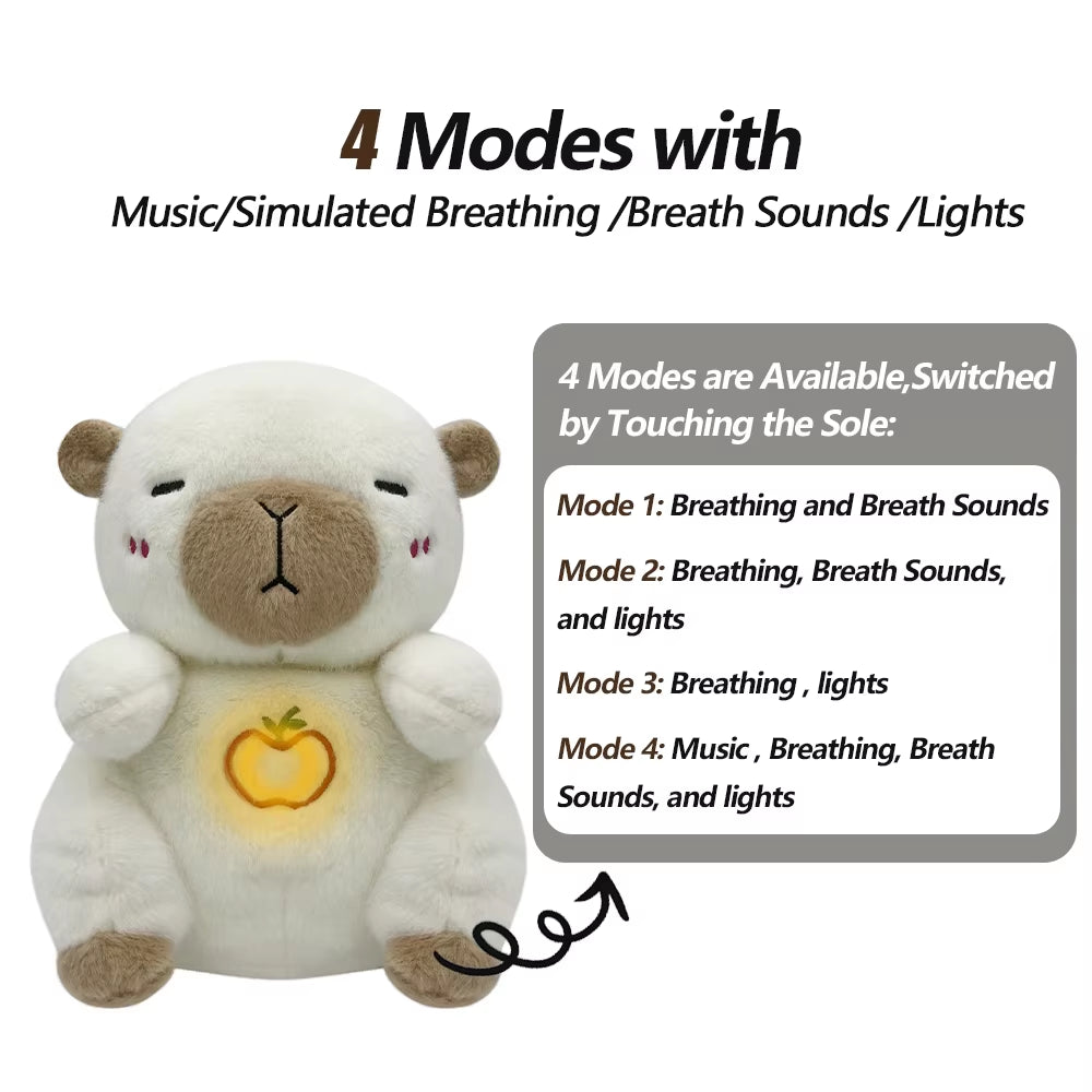 4-in-1 Soothing Bunny Plush Toy: Breathing Comfort and Relaxation for Babies with Calming Melodies and Soft Lights
