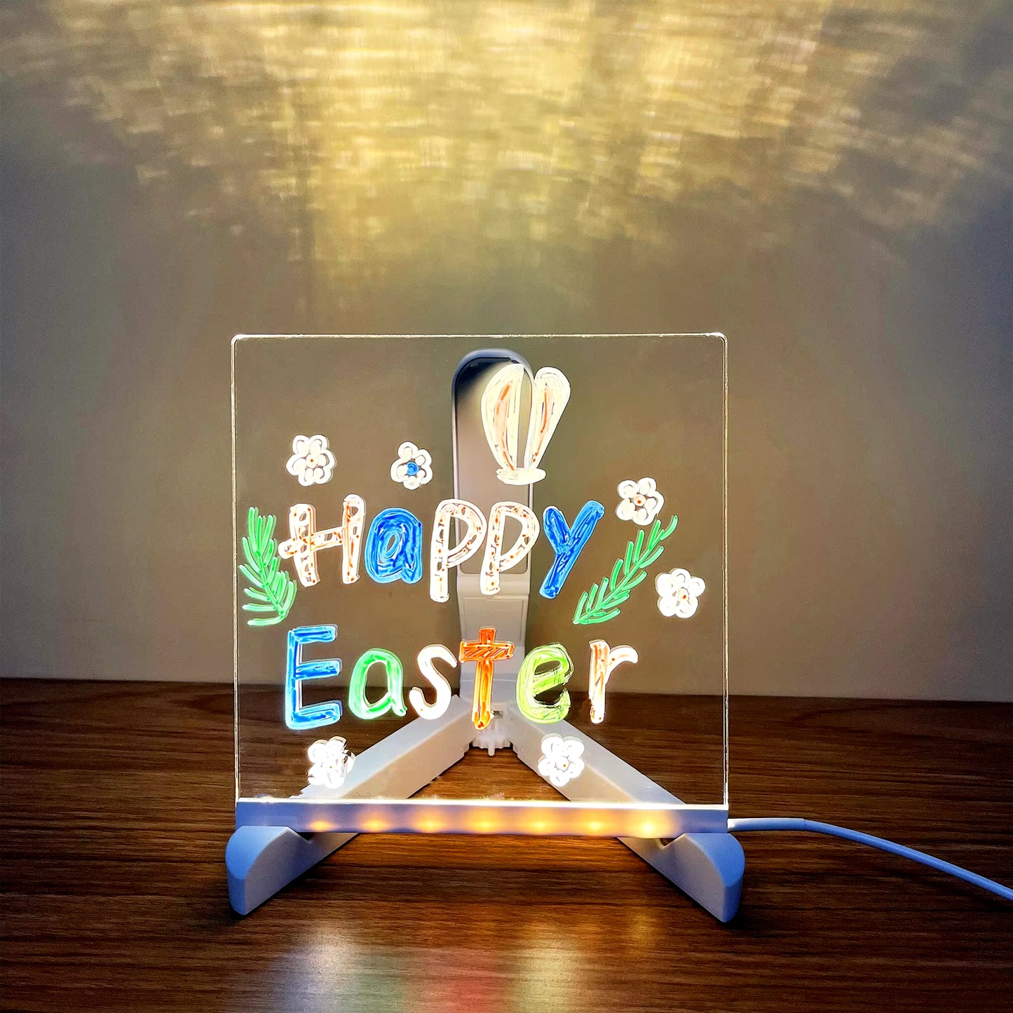 Glowing LED Acrylic Drawing Board - Erasable Memo & Night Light for Unique Gifts!