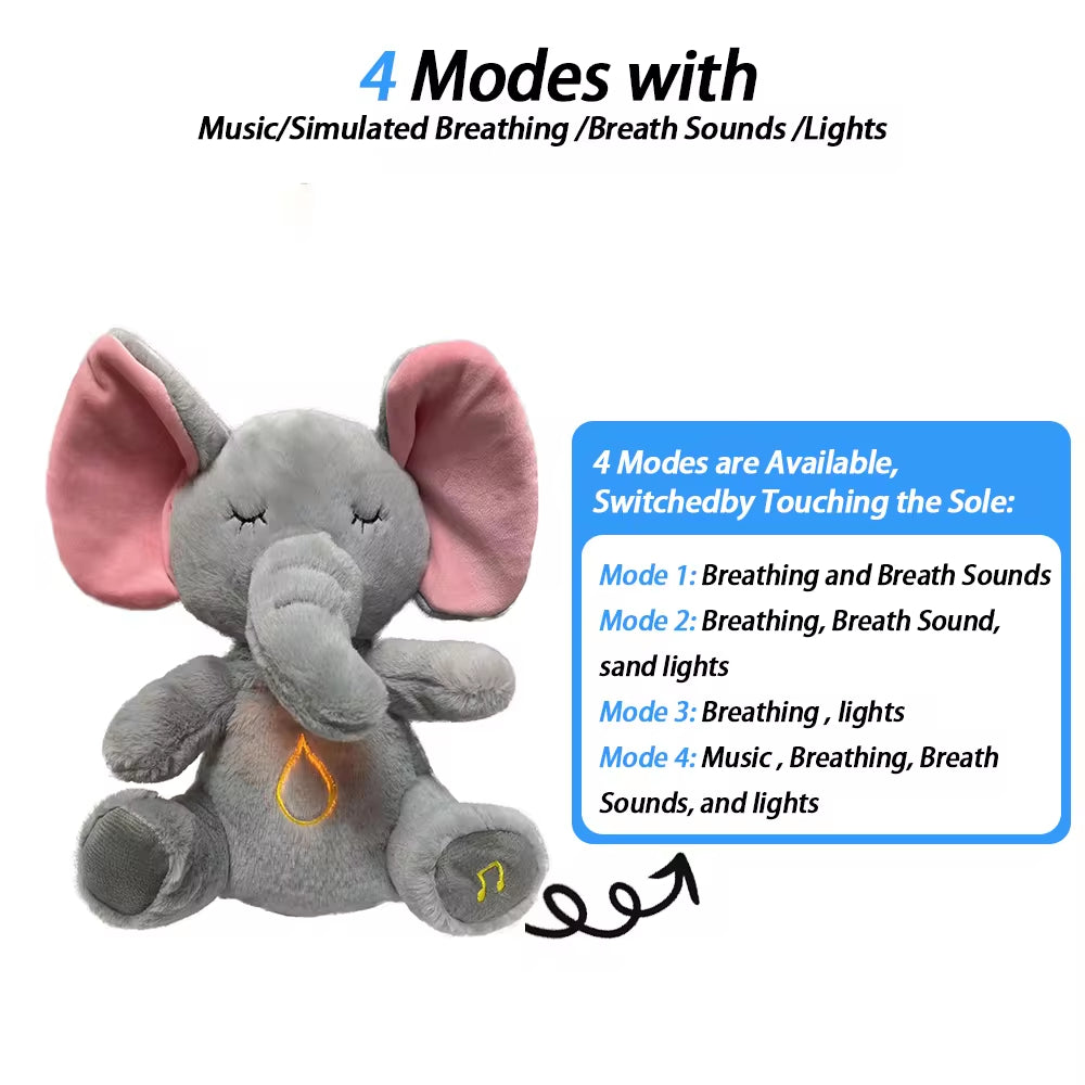 4-in-1 Soothing Bunny Plush Toy: Breathing Comfort and Relaxation for Babies with Calming Melodies and Soft Lights