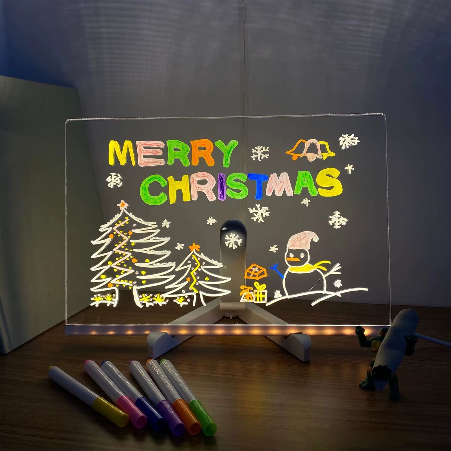 Glowing LED Acrylic Drawing Board - Erasable Memo & Night Light for Unique Gifts!