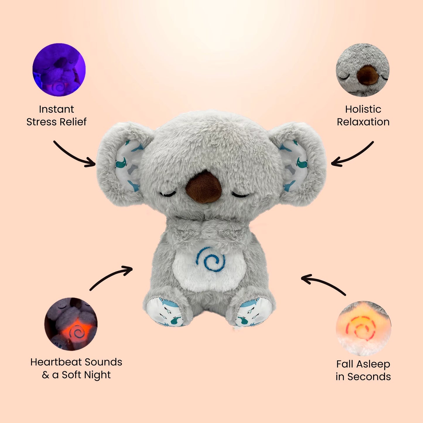 4-in-1 Soothing Bunny Plush Toy: Breathing Comfort and Relaxation for Babies with Calming Melodies and Soft Lights