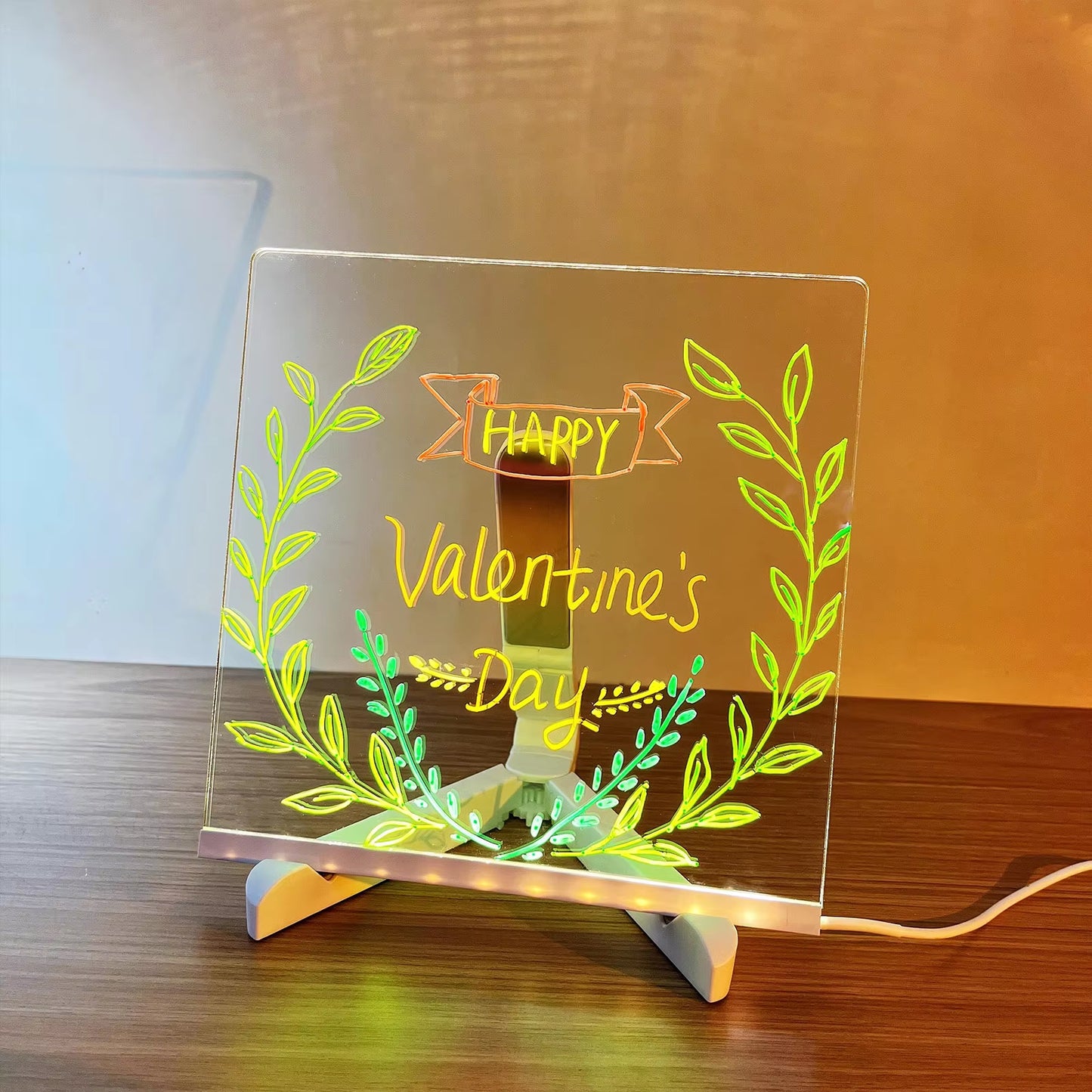 Glowing LED Acrylic Drawing Board - Erasable Memo & Night Light for Unique Gifts!