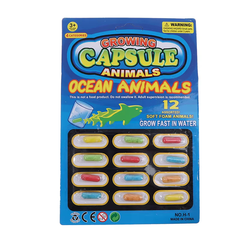 12-Piece Cartoon Dinosaur Bath Toy Set - Magic Growing Capsules for Early Education and Playtime