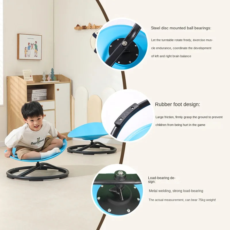 Round Balance Swivel Chair for Children's Sensory Development - Home Vestibular Training Equipment for Kindergarten and Educational Use