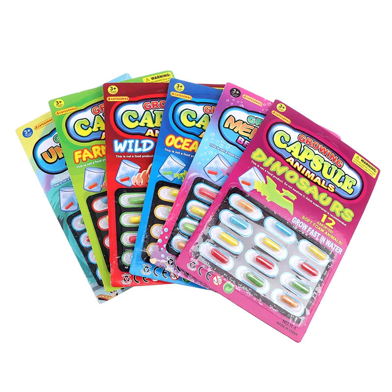 12-Piece Cartoon Dinosaur Bath Toy Set - Magic Growing Capsules for Early Education and Playtime