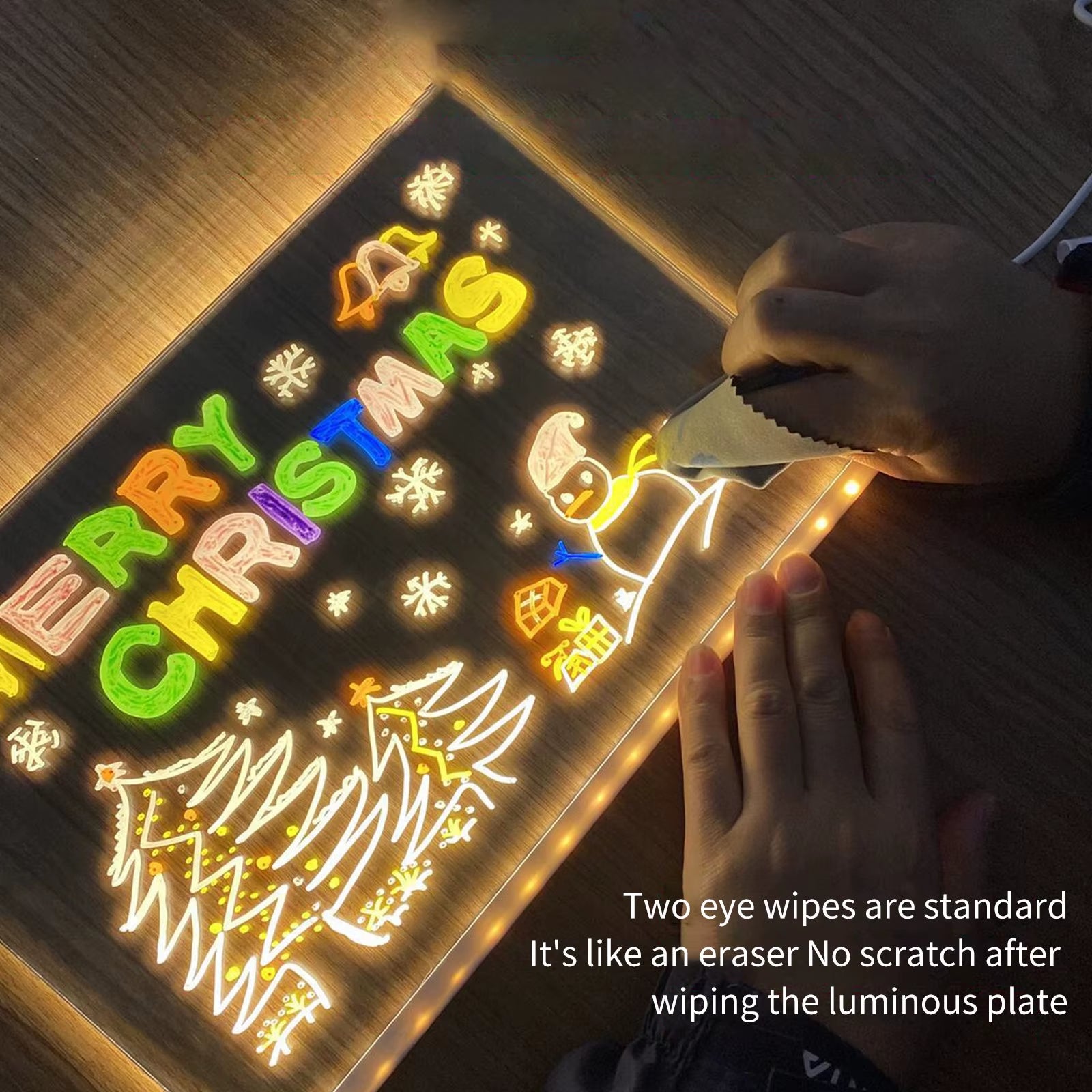 Glowing LED Acrylic Drawing Board - Erasable Memo & Night Light for Unique Gifts!