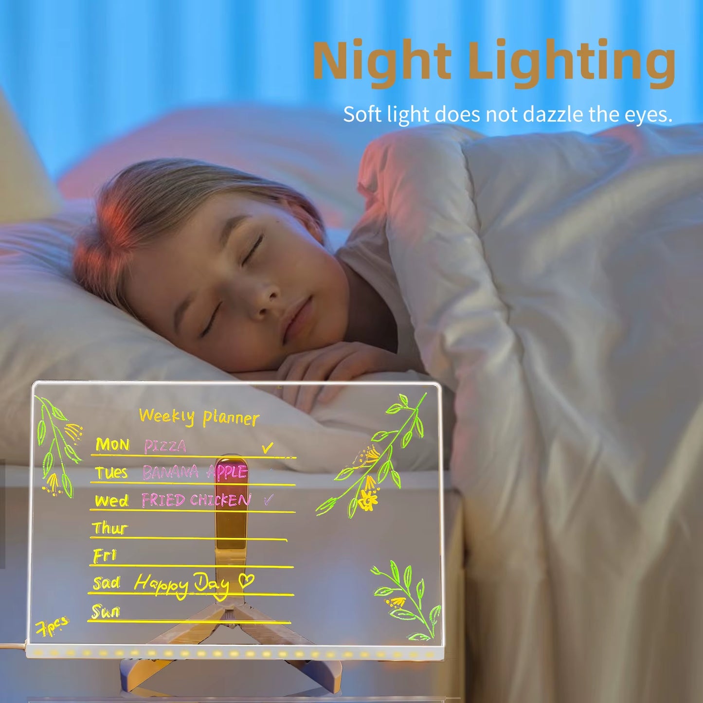 Glowing LED Acrylic Drawing Board - Erasable Memo & Night Light for Unique Gifts!