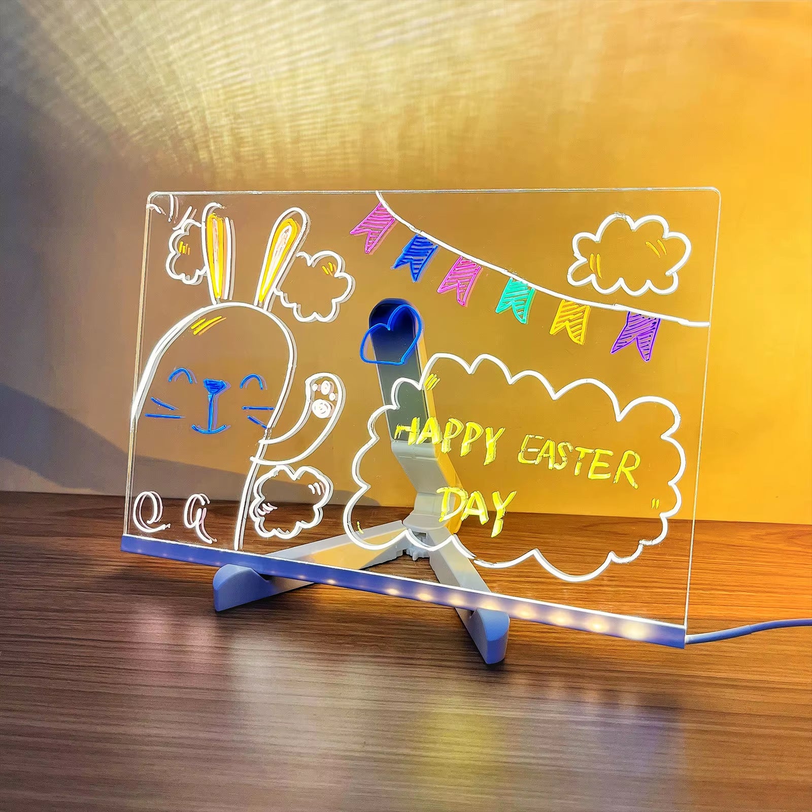 Glowing LED Acrylic Drawing Board - Erasable Memo & Night Light for Unique Gifts!