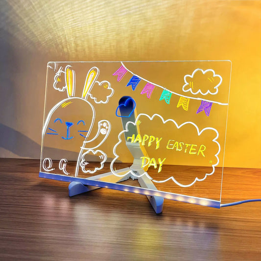 Glowing LED Acrylic Drawing Board - Erasable Memo & Night Light for Unique Gifts!