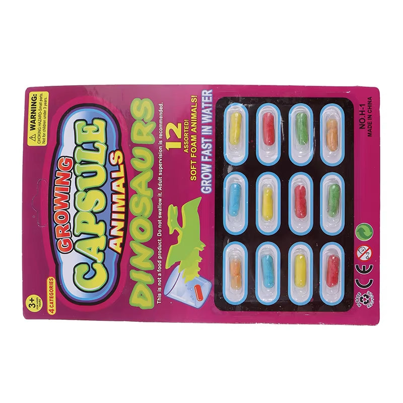 12-Piece Cartoon Dinosaur Bath Toy Set - Magic Growing Capsules for Early Education and Playtime